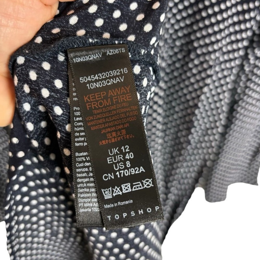 NWT Topshop Black White Polka Dot Horn Ring Faux Wrap Dress Women's Size US 8